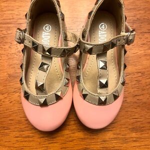 Adorably Kids Pink and Tan Studded Dress Shoes
